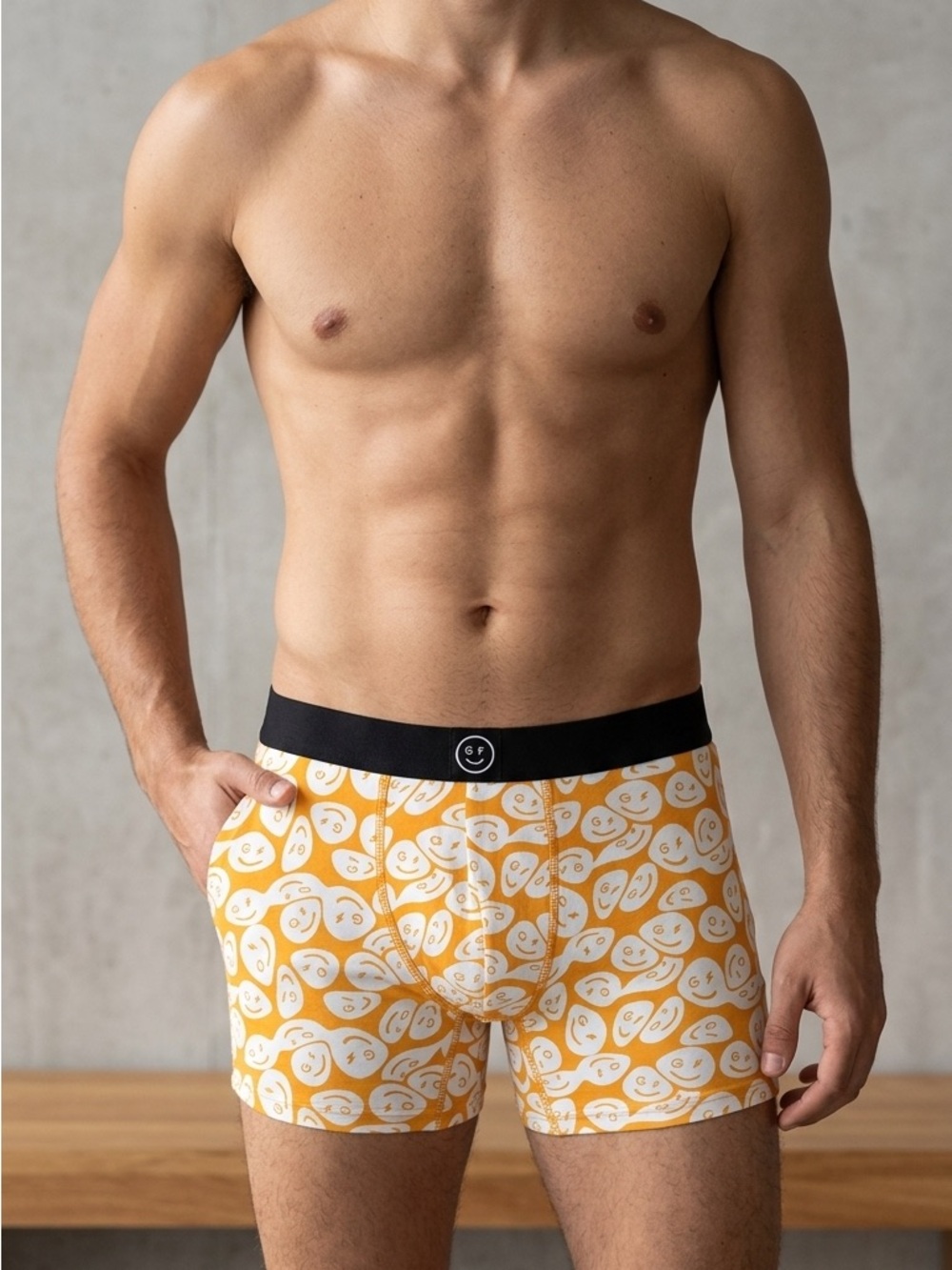 Gilly Hicks Yellow & White Smiley Print Boxer Briefs